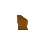 Patou One-shoulder knit top in Caramel technical crepe