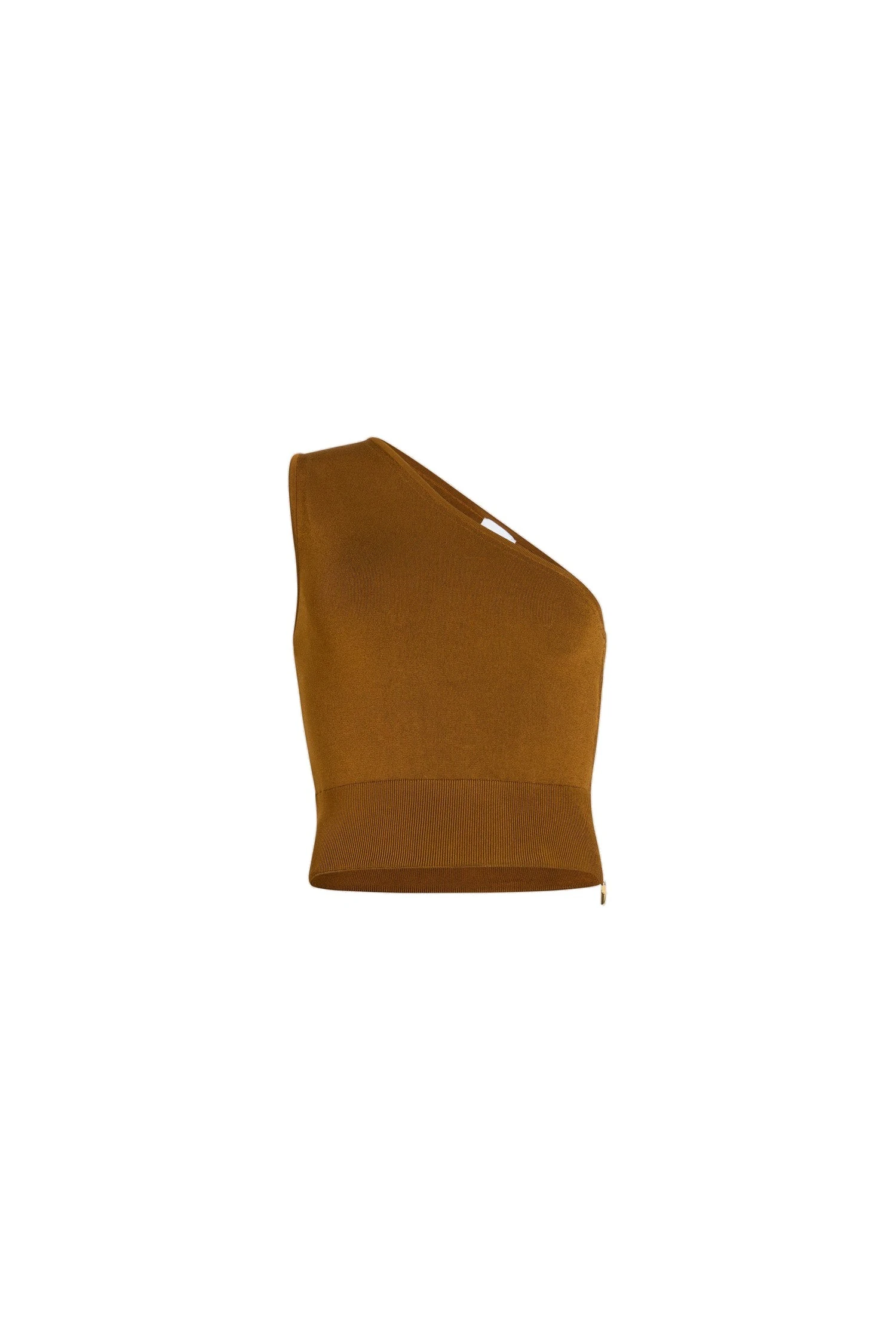 Patou One-shoulder knit top in technical crepe | Coveti Patou One-shoulder knit top in Caramel technical crepe