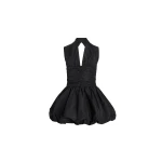 Patou Open back bubble mini dress in Black recycled faille