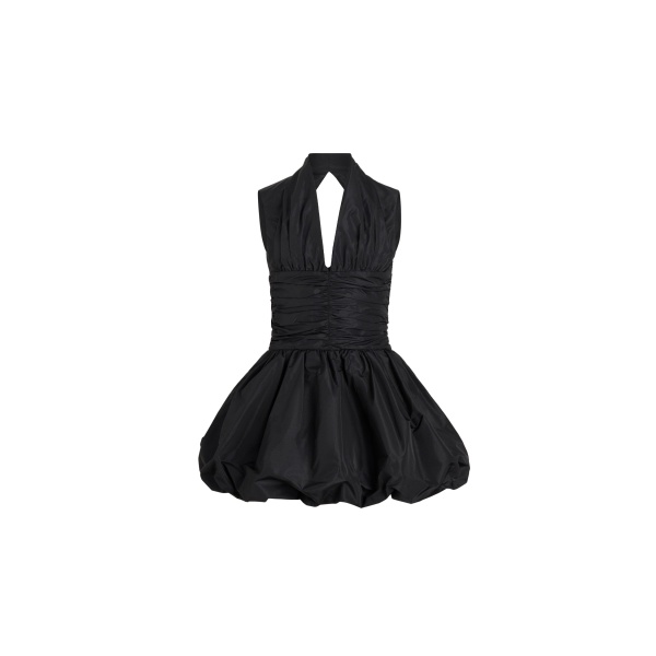 Patou Open back bubble mini dress in Black recycled faille