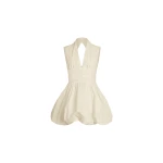 Patou Open back bubble mini dress in Ivory recycled faille