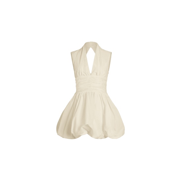 Patou Open back bubble mini dress in Ivory recycled faille