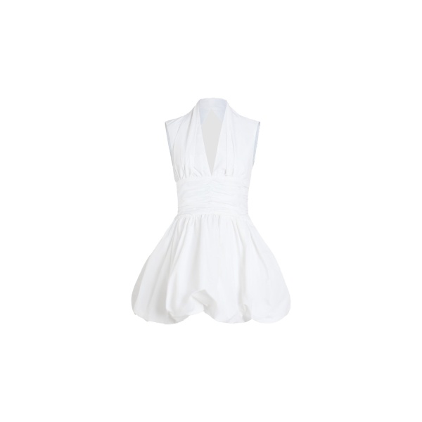 Patou Open back bubble mini dress in White recycled faille