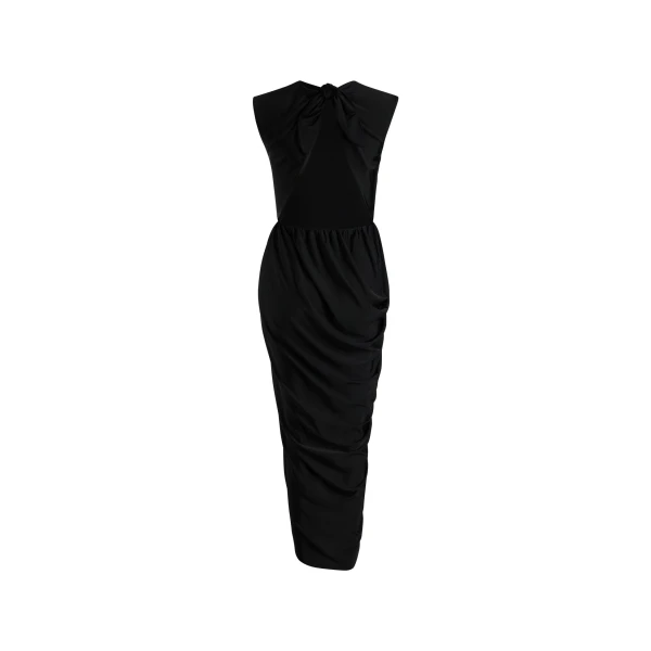 Open back dress in Black stretch jersey - Image 2
