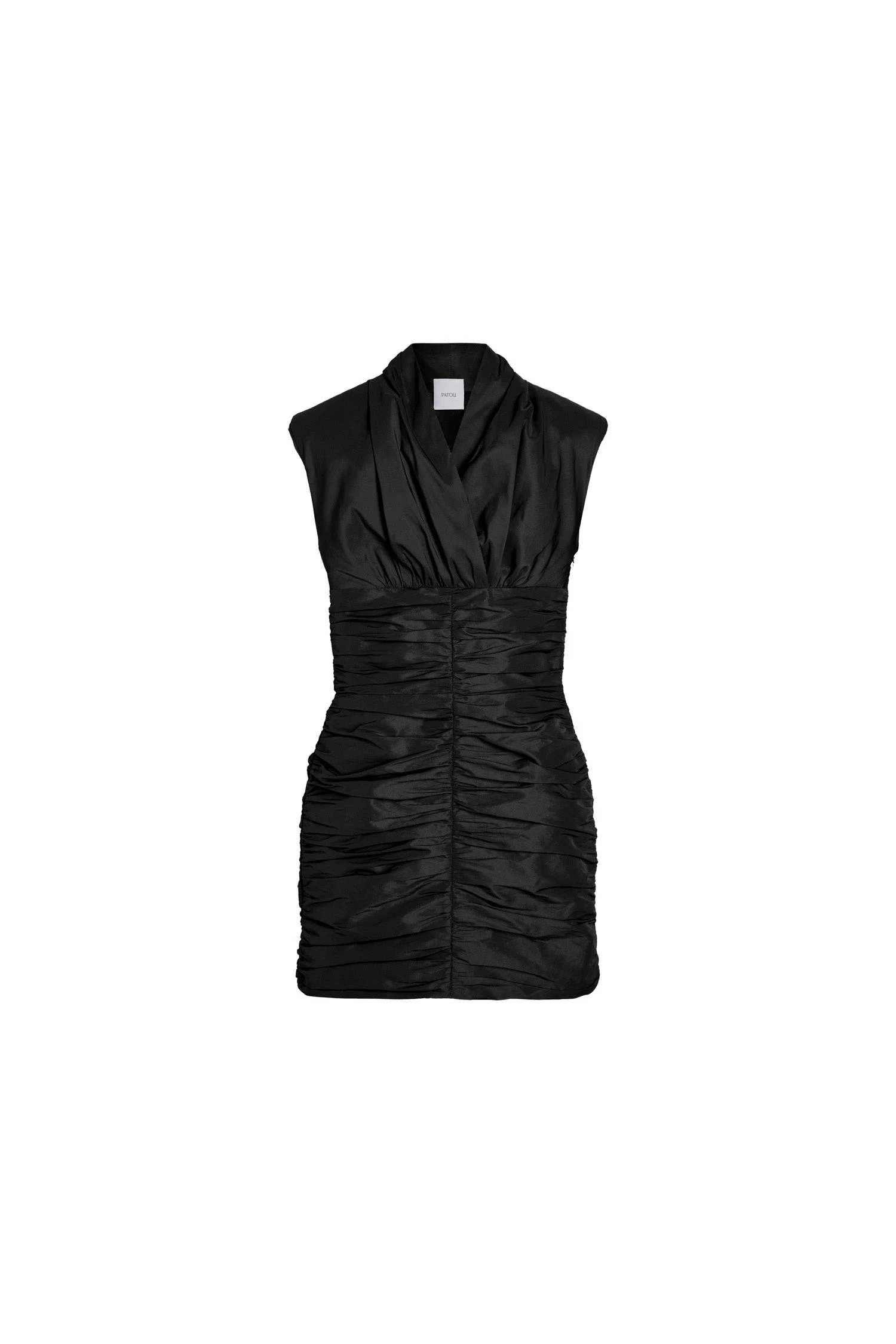 Patou Open back mini dress in recycled faille | Coveti Patou Open back mini dress in Black recycled faille