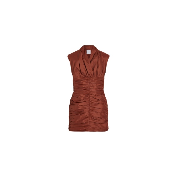 Patou Open back mini dress in Cinnamon recycled faille