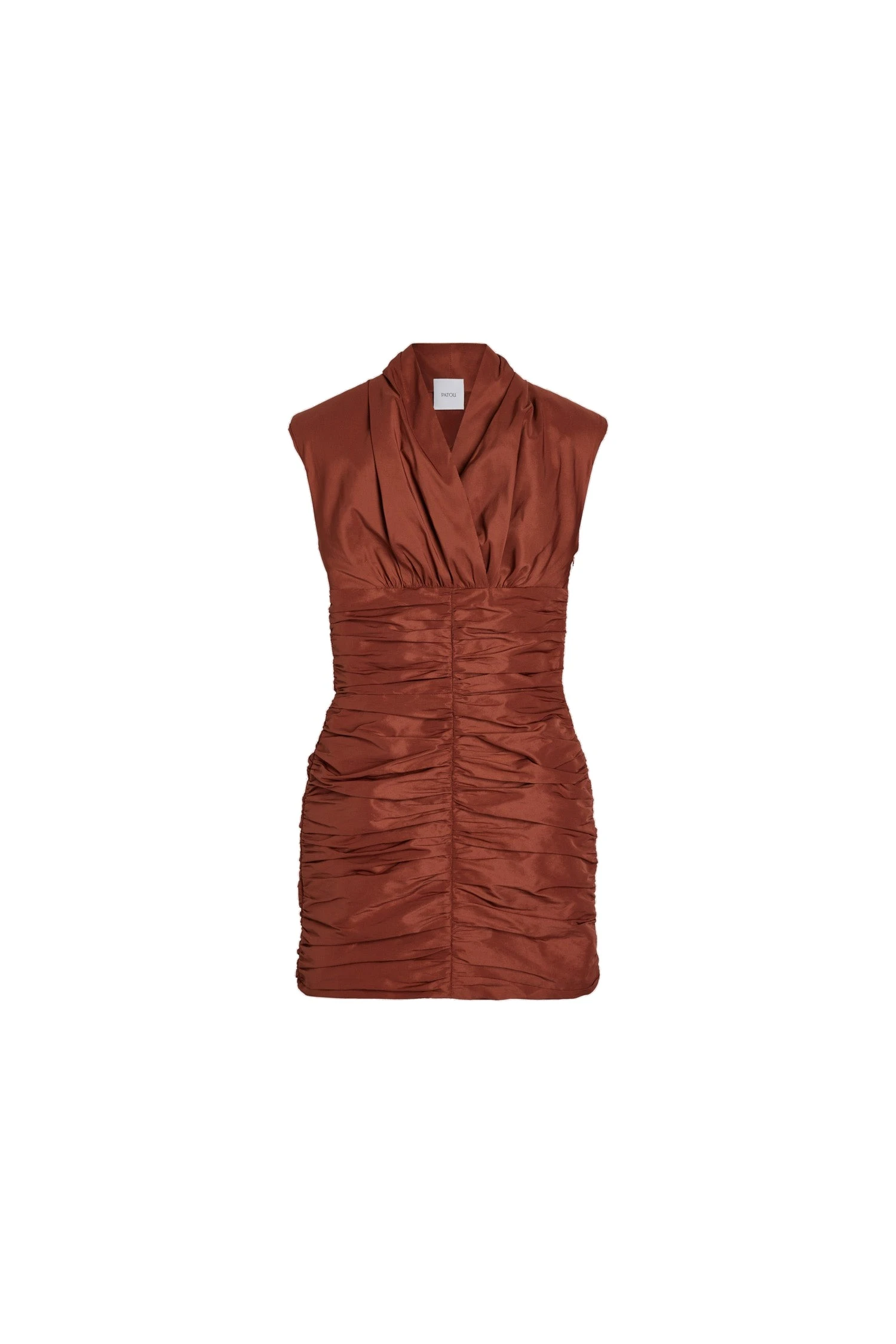 Patou Open back mini dress in Cinnamon recycled faille | Dresses | Coveti Patou Open back mini dress in Cinnamon recycled faille