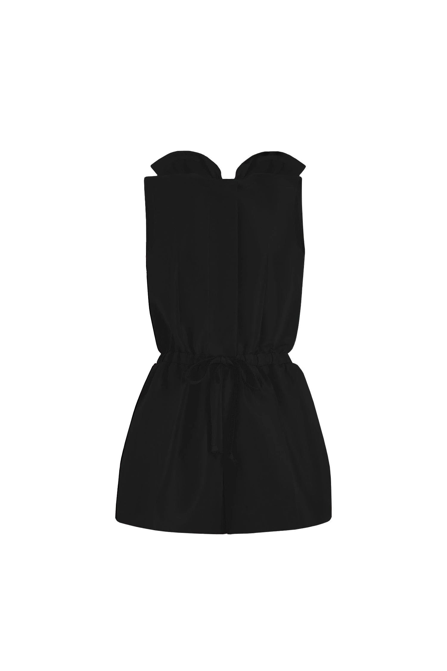 Patou Open back playsuit in recycled ottoman faille | Coveti Patou Open back playsuit in Black recycled ottoman faille