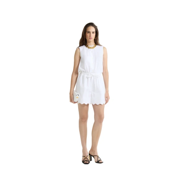 Open back playsuit in White organic cotton poplin - Image 2