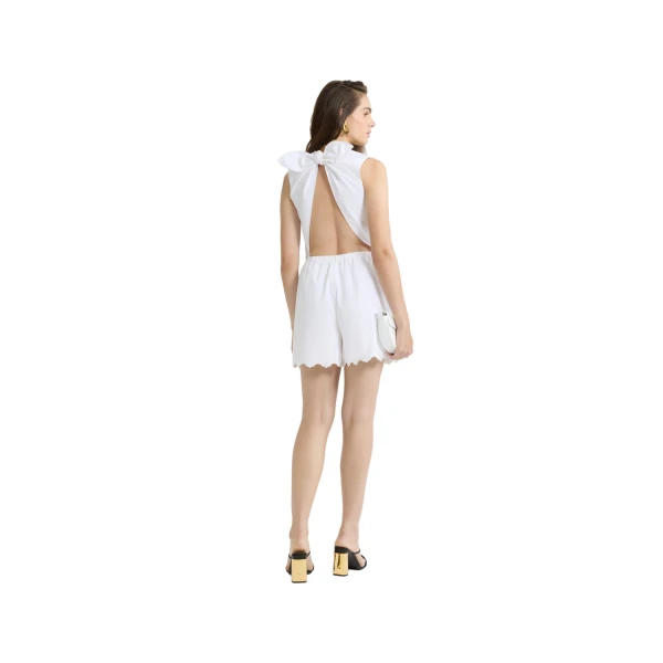 Open back playsuit in White organic cotton poplin - Image 3