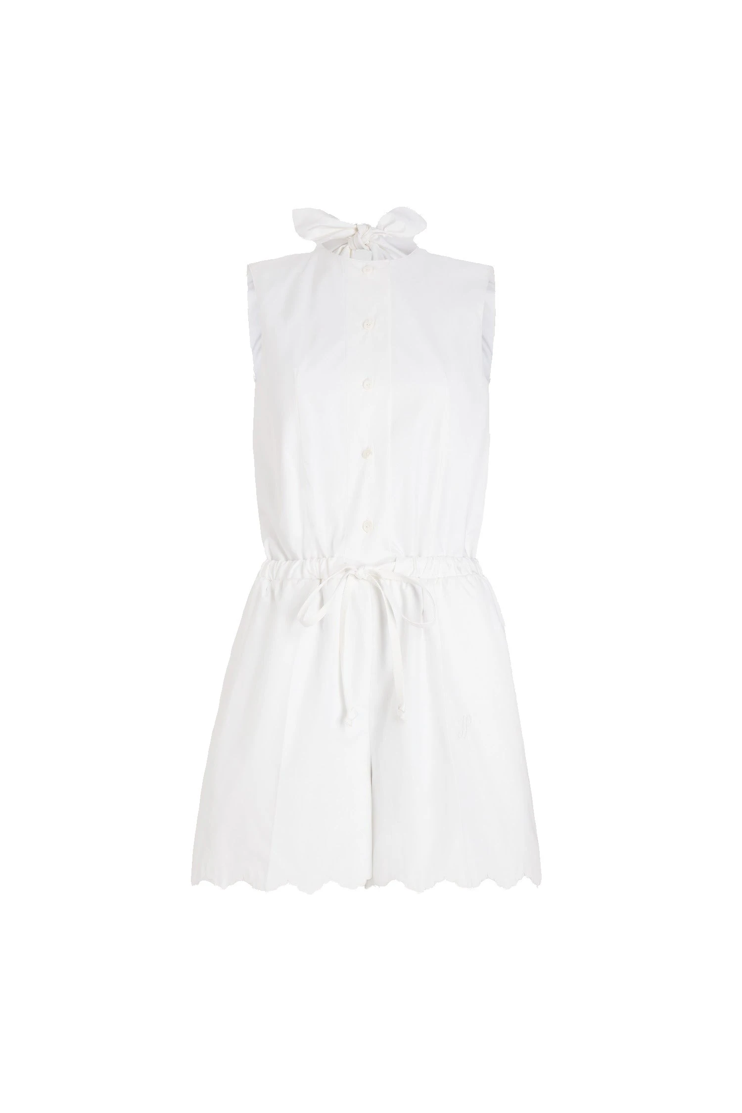 Patou Open back playsuit in White organic cotton poplin | Jumpsuit | Coveti Patou Open back playsuit in White organic cotton poplin