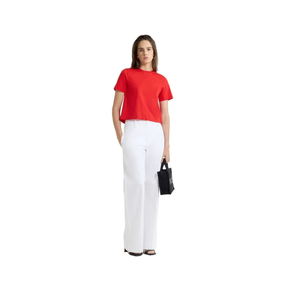 Open back t-shirt in Lipstick Red organic cotton - Image 2