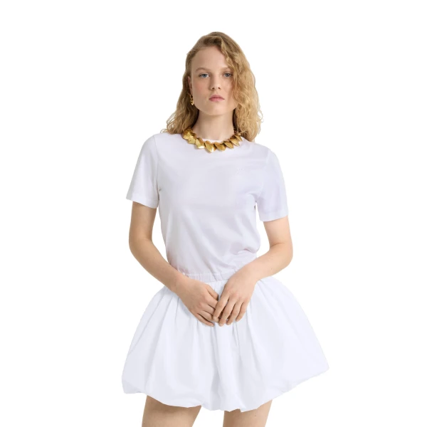 Open back t-shirt in White organic cotton - Image 4