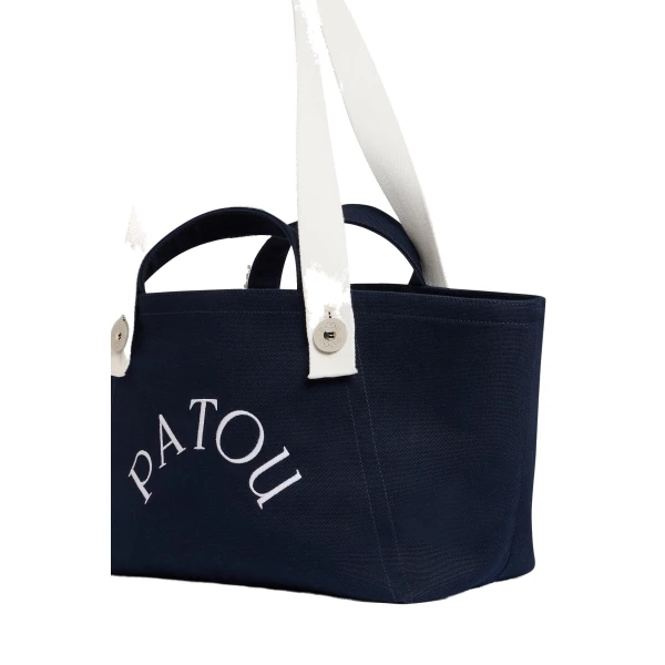 Organic cotton GM trapeze tote bag in Deep Sea Blue - Image 2