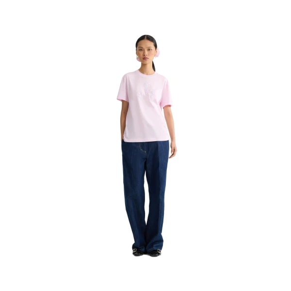 Organic cotton Patou JP poplin t-shirt in Candy Pink - Image 2