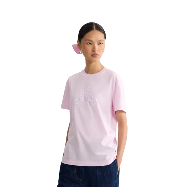 Organic cotton Patou JP poplin t-shirt in Candy Pink - Image 5