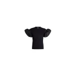 Patou Organic cotton T-shirt with faille sleeve details in Black