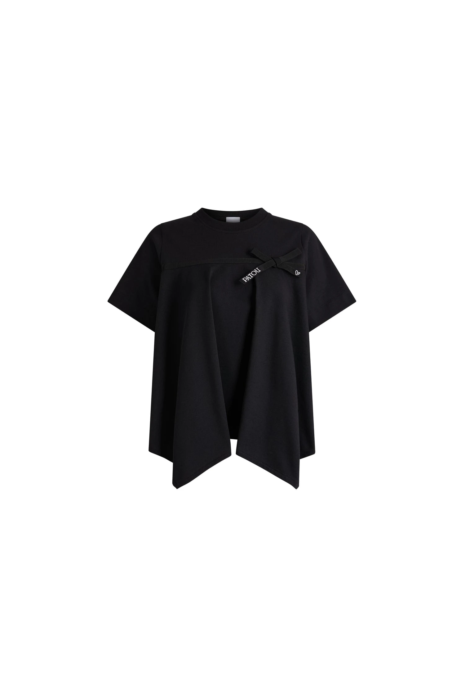 Patou Organic cotton draped T-shirt in Black | Tops | Coveti Patou Organic cotton draped T-shirt in Black