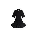Patou Organic cotton dress with faille details in Black