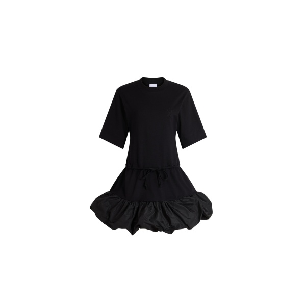 Patou Organic cotton dress with faille details in Black