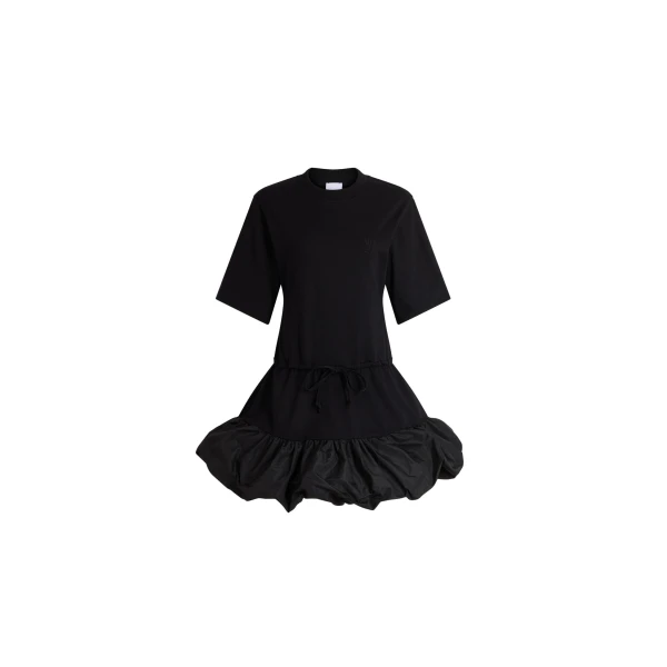 Patou Organic cotton dress with faille details in Black
