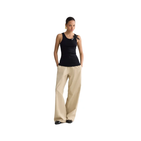 Organic cotton elasticated waist trousers in Safari Sand - Image 2