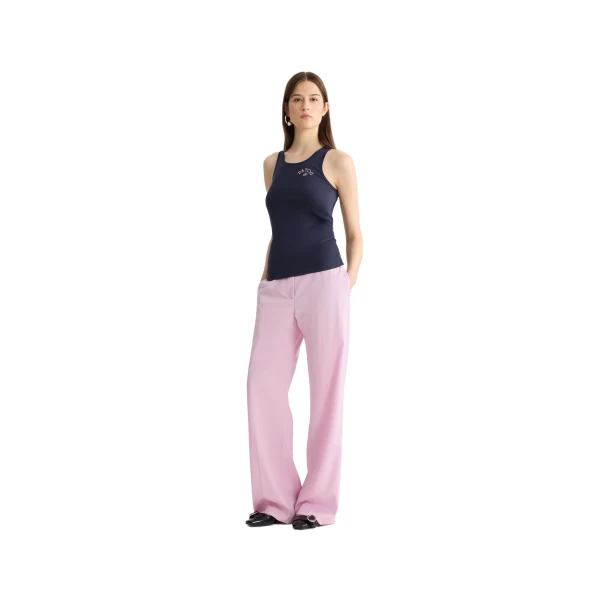 Organic cotton embroidered tank top in Deep Sea Blue - Image 2