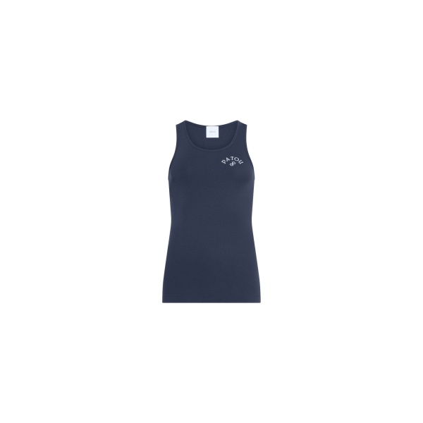 Patou Organic cotton embroidered tank top in Deep Sea Blue