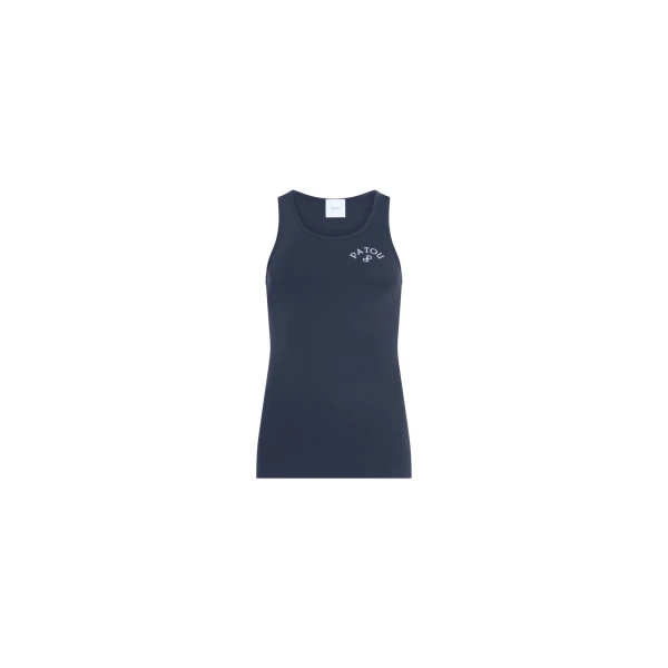 Patou Organic cotton embroidered tank top in Deep Sea Blue