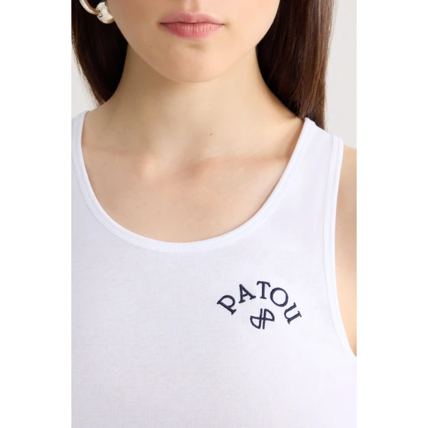 Organic cotton embroidered tank top in White - Image 4