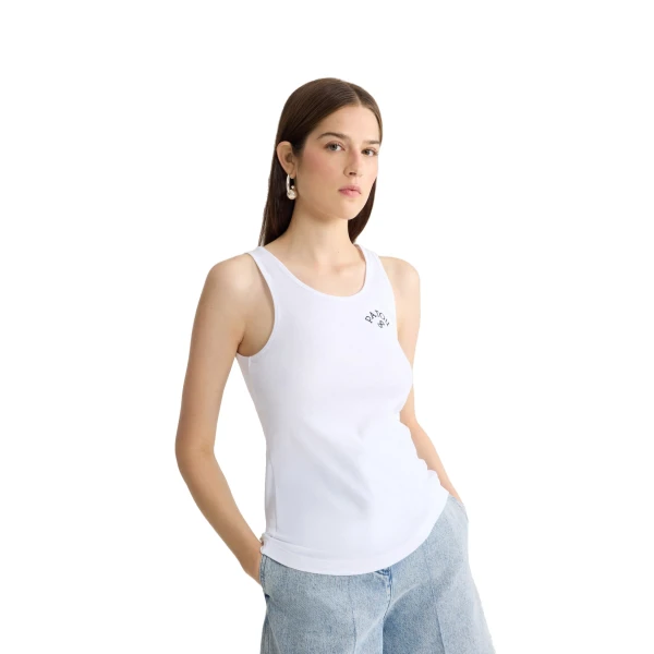 Organic cotton embroidered tank top in White - Image 5