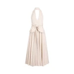 Patou Organic cotton halter neck midi dress in Dolce Coffee Stripes