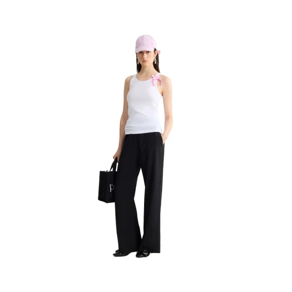 Organic cotton knot strap tank top in White - Image 2
