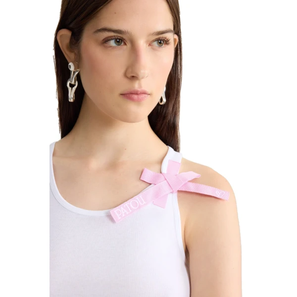 Organic cotton knot strap tank top in White - Image 4