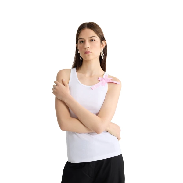 Organic cotton knot strap tank top in White - Image 5