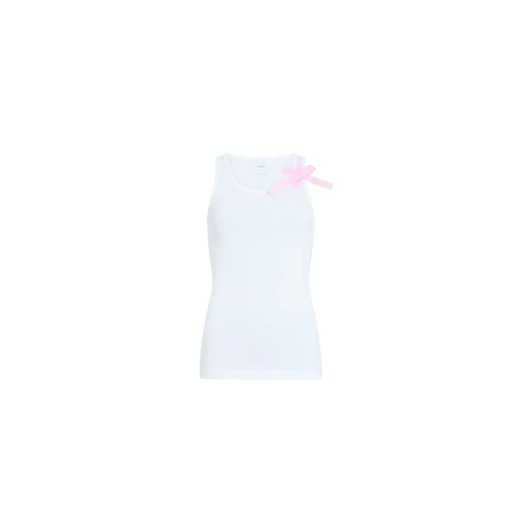 Organic cotton knot strap tank top in White