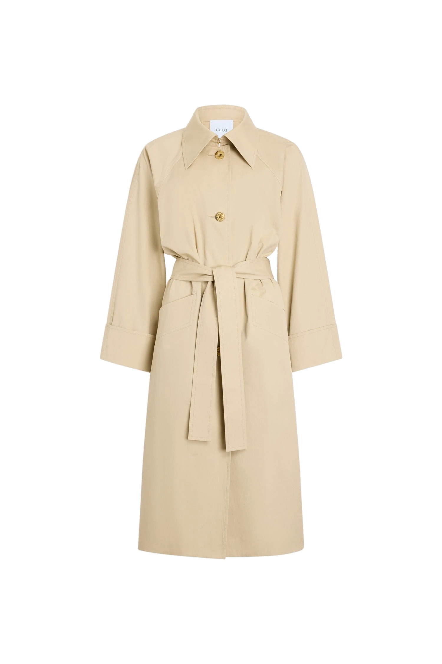 Patou Organic cotton lightweight trench coat in Safari Sand | Coats | Coveti Patou Organic cotton lightweight trench coat in Safari Sand
