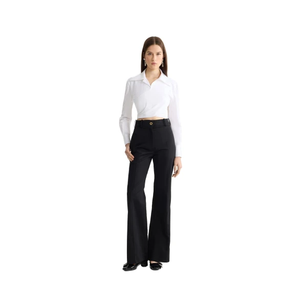 Organic cotton long sleeve knotted top in White - Image 2