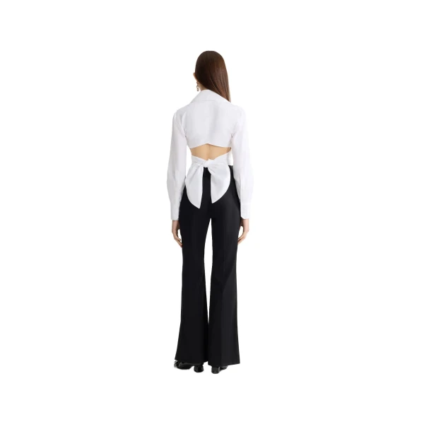 Organic cotton long sleeve knotted top in White - Image 3