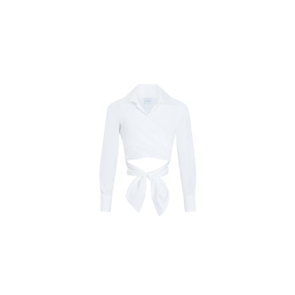 Patou Organic cotton long sleeve knotted top in White