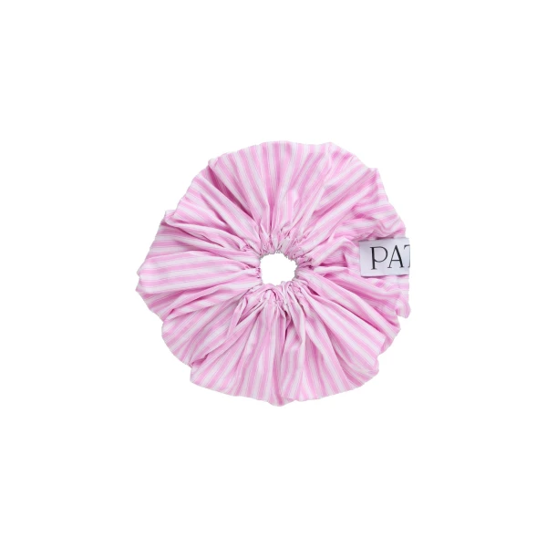 Organic cotton maxi scrunchie in Bougainvillea Stripes