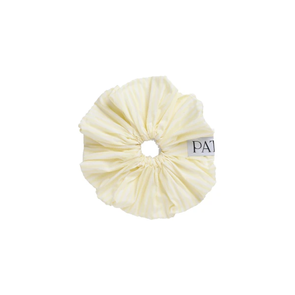 Organic cotton maxi scrunchie in Lemonade Stripes
