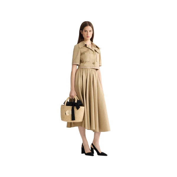 Organic cotton maxi voluminous skirt in Sand - Image 2