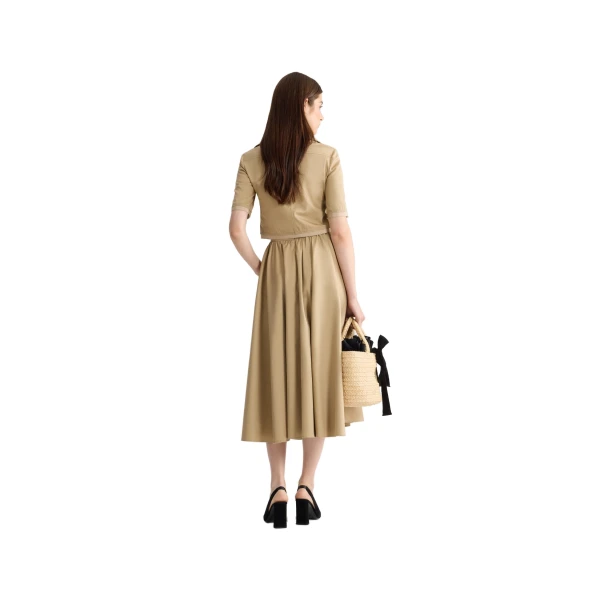 Organic cotton maxi voluminous skirt in Sand - Image 3