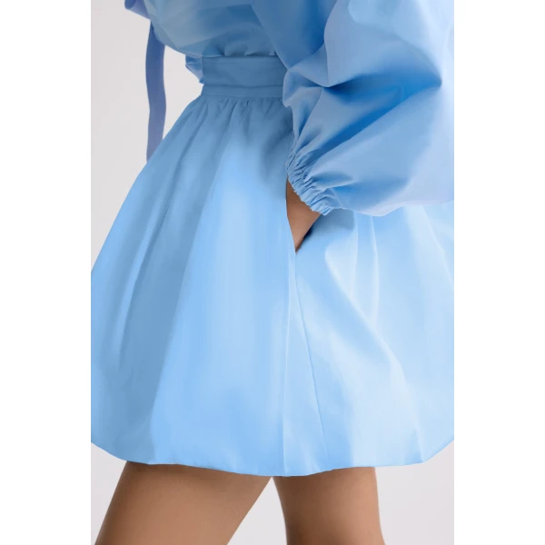 Organic cotton mini bloomer skirt in Riviera Blue - Image 4