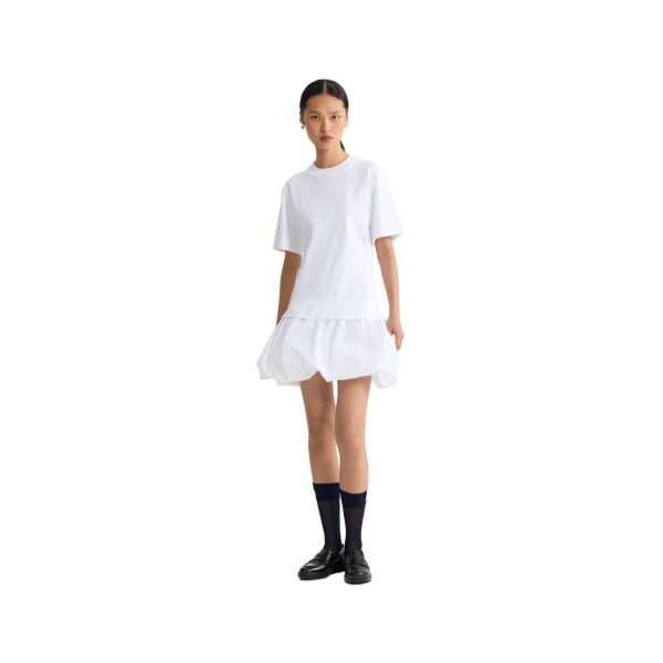 Organic cotton mix faille dress in White - Image 2