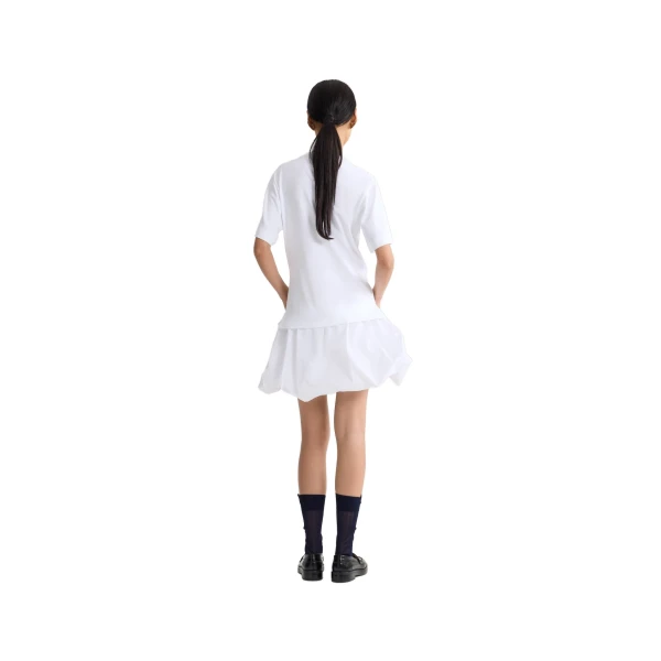 Organic cotton mix faille dress in White - Image 3