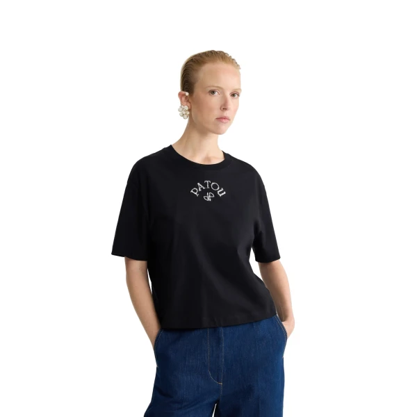 Organic cotton polo T-shirt in Black - Image 5