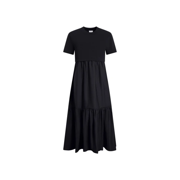 Patou Organic cotton poplin volume midi dress in Black