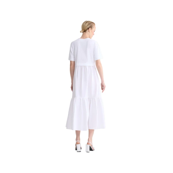 Organic cotton poplin volume midi dress in White - Image 3